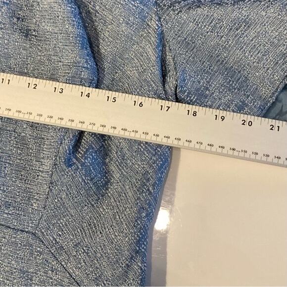 New NWT PEPPERBERRY Dress UK 16/US 12 Blue Metallic Sheath Slit-Cup-Short-Sleeve - Picture 7 of 8